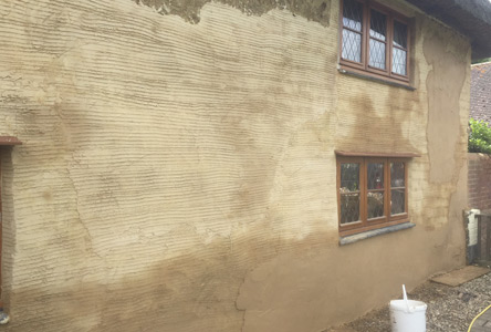 New traditional Suffolk render of lime, straw and lime